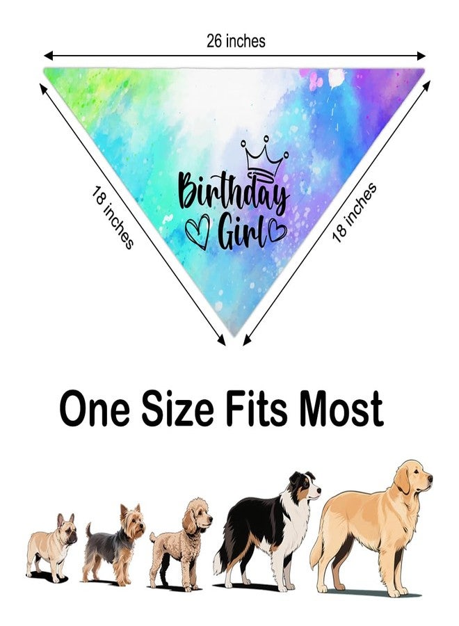 ZBBFSCSB Birthday Girl Colorful Dog Bandana, Cute First Birthday Pet Scarf Photo Prop, Puppy Birthday Party Puppy Scarf Accessory Decoration for Dogs Lover, Birthday Gifts for Dog Girl - Image 2